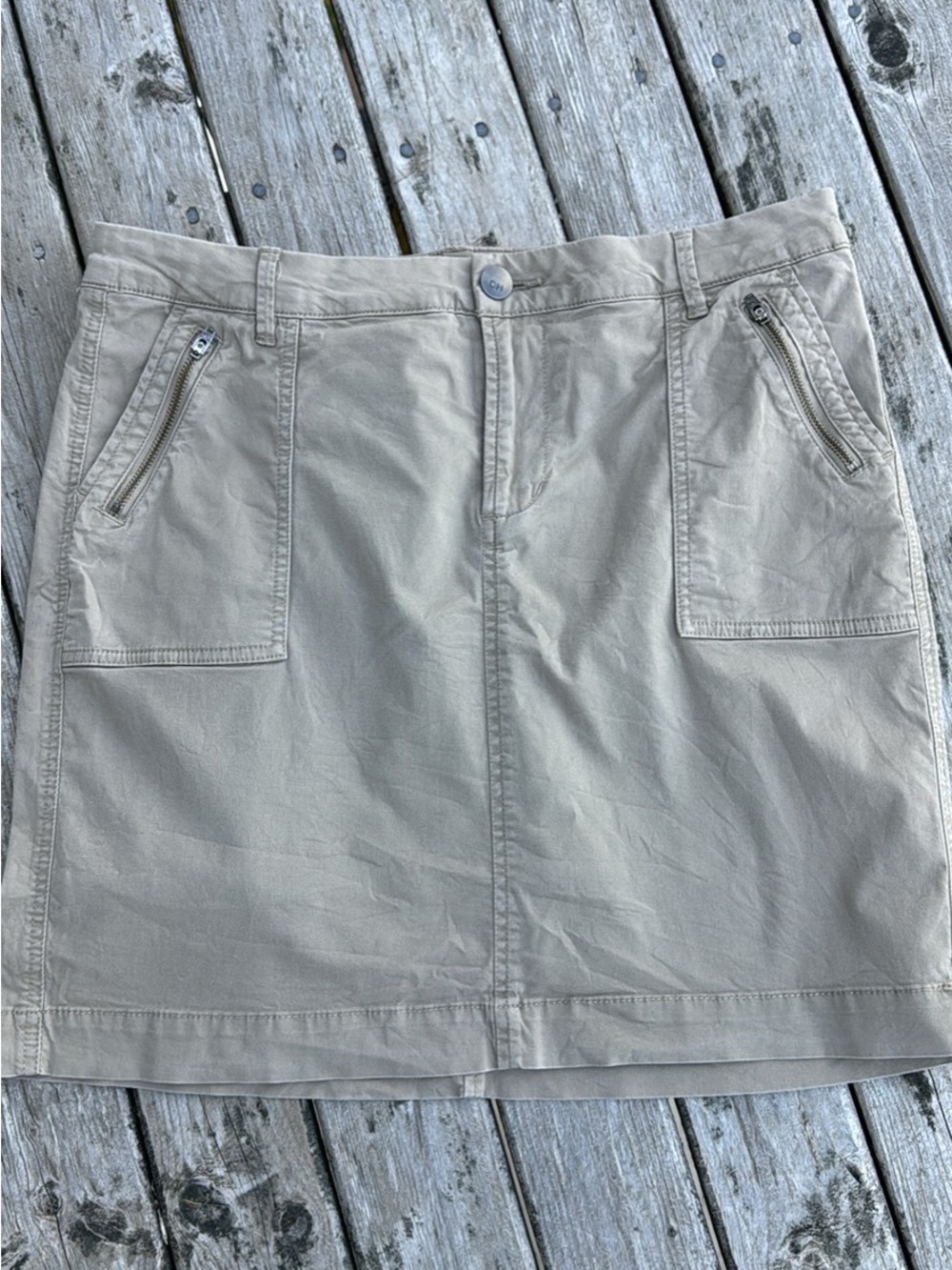 Denver Hayes Beige/Tan Utility Skort with Zipper Pockets